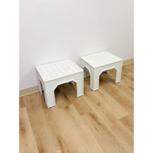 Load image into Gallery viewer, Vintage Side Tables White Painted Parquet Faux Bamboo Regency Pair Accent

