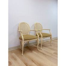 Load image into Gallery viewer, Pair of Vintage Fairfield Cane Back Chairs French Provincial Regency Accent
