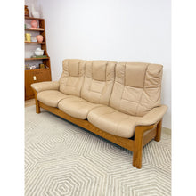 Load image into Gallery viewer, Ekornes Stressless Buckingham 3-Seat Recliner Sofa Vintage MCM 90" Wide
