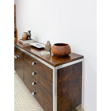 Load image into Gallery viewer, Tomlinson MCM Burlwood Credenza Chrome Details Doors Drawers, Buffet, Console
