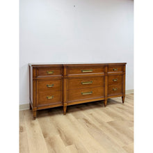 Load image into Gallery viewer, Vintage Dresser Drexel Transitional MCM Nine Drawer Lowboy Brass Handles
