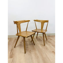 Load image into Gallery viewer, Modern MCM Style Wood Windsor Chair Pair Mortise Tenon Joinery Dining Accent
