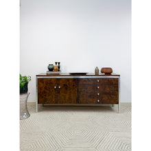 Load image into Gallery viewer, Tomlinson MCM Burlwood Credenza Chrome Details Doors Drawers, Buffet, Console
