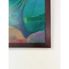 Load image into Gallery viewer, Framed Original Abstract Acrylic Painting Teal Green Still Life Art, Wood frame
