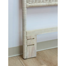 Load image into Gallery viewer, Vintage White Wicker Arched Queen Headboard Coastal Boho Hollywood Regency
