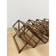 Load image into Gallery viewer, Dark Bamboo Twelve Bottle Wine Rack Vintage Coastal Boho Bar Accent
