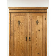 Load image into Gallery viewer, Antique European Pine Wardrobe Two Door Armoire Turned Feet, Natural Wood
