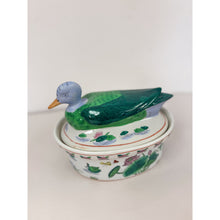 Load image into Gallery viewer, Famille Verte Style Ceramic Duck Figure Lidded Serving Dish
