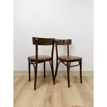 Load image into Gallery viewer, Pair of Vintage MCM Walnut Bentwood Chairs, Curved Wood Accent Seating
