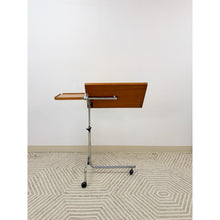 Load image into Gallery viewer, Danish Teak MCM Rolling Music Stand Adjustable Side Table 28"-37" Tall
