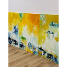 Load image into Gallery viewer, Set of 3 Modern Abstract Paintings Yellow Green Blue Wall Art Acrylic on Canvas

