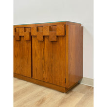 Load image into Gallery viewer, Vintage Buffet Lane Staccato Brutalist MCM Walnut Sideboard Collectible
