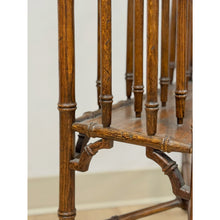 Load image into Gallery viewer, Vintage Magazine Rack English Canterbury Dark Faux Bamboo Wheels Rare Find
