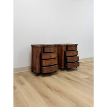 Load image into Gallery viewer, Vintage Nightstands Split Bamboo Reed Four Drawer British Colonial Regency Table
