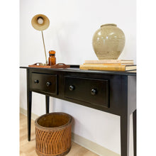 Load image into Gallery viewer, Nichols and Stone Solid Black Wood Console Two Drawers Modern Transitional
