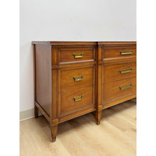 Load image into Gallery viewer, Vintage Dresser Drexel Transitional MCM Nine Drawer Lowboy Brass Handles
