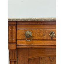 Load image into Gallery viewer, Antique French Provincial Marble Burlwood Buffet 2 Drawer Locking Cabinet
