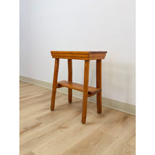 Load image into Gallery viewer, Handmade Rustic Pine Side Table Shelf Dowel Joints Vintage Farmhouse Dated 1930s
