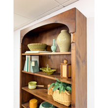 Load image into Gallery viewer, Handmade Pine Walnut Tone Bookcase Desk Drawers Cabinet Antique Style
