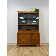 Load image into Gallery viewer, Vintage Hutch by Paine Furniture MCM China Cabinet, Parquet Doors, Glass Sliding
