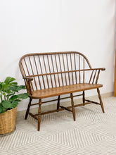 Load image into Gallery viewer, Vintage Oak Spindle Bench
