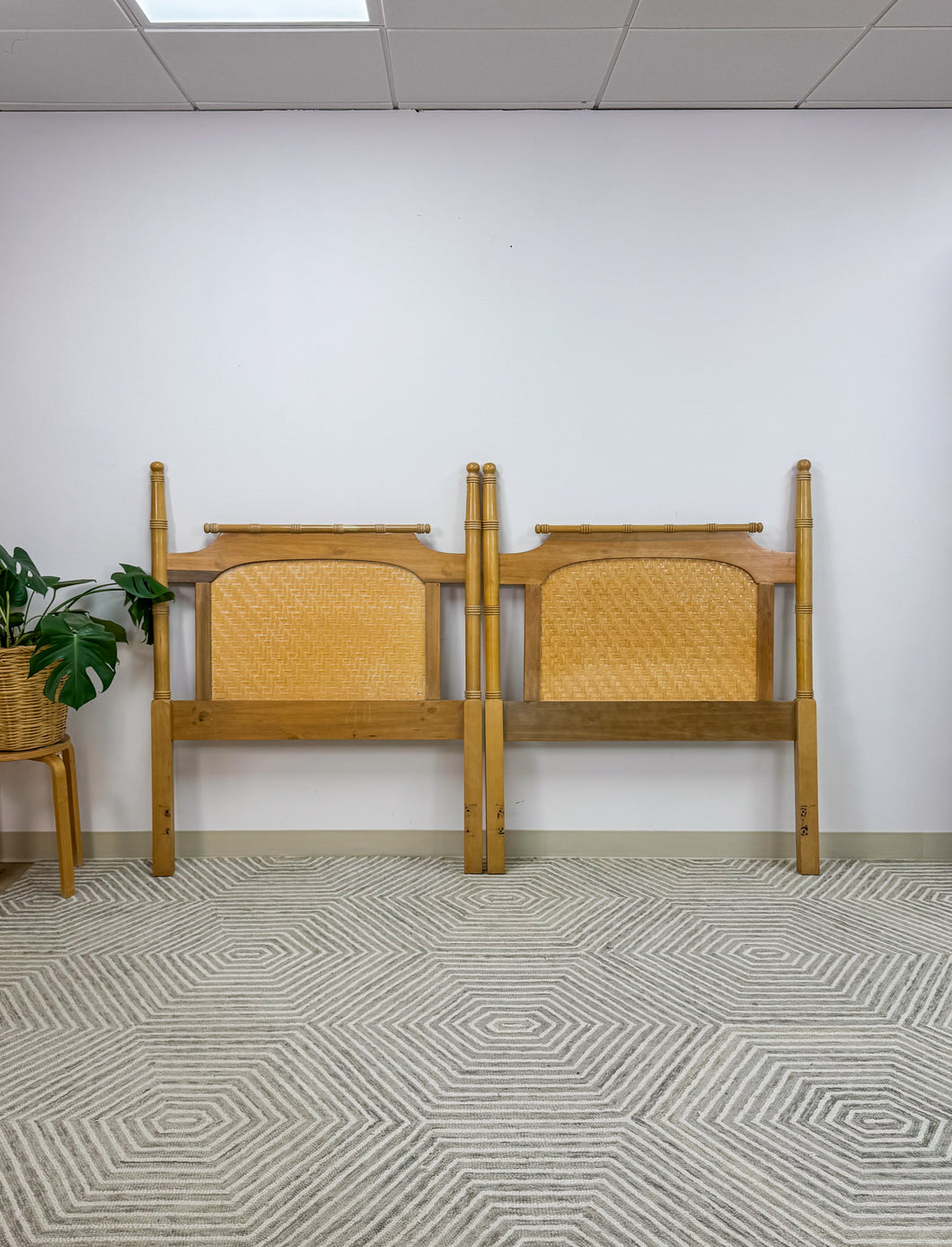 Pair of Faux Bamboo Twin Headboards