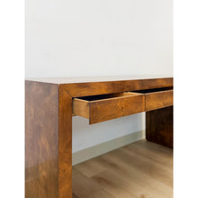 Load image into Gallery viewer, Rare Vintage Hekman MCM Burlwood Desk with Three Drawers Mid Century Collectable

