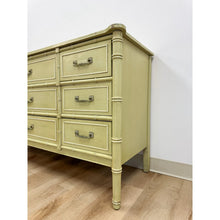 Load image into Gallery viewer, Vintage Dresser Henry Link Green Nine Drawer Bali Hai Coastal Hollywood Regency
