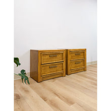 Load image into Gallery viewer, Lea Furniture Faux Bamboo Nightstand Pair Vintage Coastal Hollywood Regency
