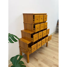 Load image into Gallery viewer, Handmade Vintage Tiered Apothecary Cabinet Fifteen Drawers Antique Style
