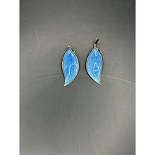 Load image into Gallery viewer, David Anderson Sterling Silver Leaf Set, Brooch And Earrings With Blue Enamel
