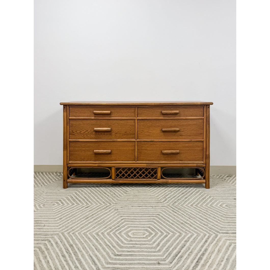 vintage boho dresser Vintage Petite Rattan 6-Drawer Dresser with Lattice Sides Coastal Boho –  The Woven Home