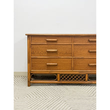 Load image into Gallery viewer, Vintage Petite Rattan 6-Drawer Dresser with Lattice Sides Coastal Boho MCM
