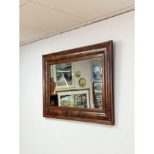 Load image into Gallery viewer, Vintage MCM Walnut Burlwood Tiger Oak Wall Mirror Antique Frame Hanging Mirror
