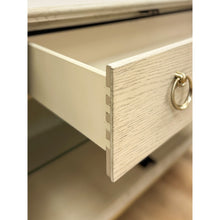 Load image into Gallery viewer, Modern American Drew Corsica Painted Gray Console Credenza Glass Doors Coastal
