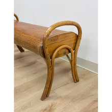 Load image into Gallery viewer, French Style Bentwood Rattan Woven Bench Vintage MCM 1960s Accent Boho Design
