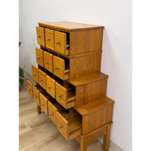 Load image into Gallery viewer, Handmade Vintage Tiered Apothecary Cabinet Fifteen Drawers Antique Style
