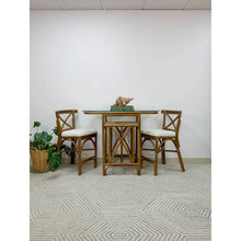 Load image into Gallery viewer, Vintage Rattan Bistro Set Counter Height Bar Stools Table Coastal Honeymoon Set
