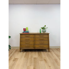 Load image into Gallery viewer, Vintage Davis Furniture MCM Atomic 8 Drawer Dresser With Wood Pulls Clean Lines
