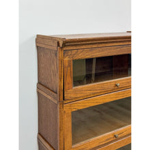 Load image into Gallery viewer, Vintage Bookcase Three Stack Oak Barrister Glass Door Traditional Shelf
