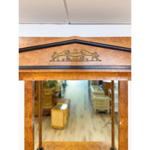 Load image into Gallery viewer, Vintage Faux Burlwood Traditional Entry Console Mirror 4-Drawer Brass Cabinet
