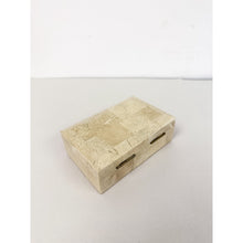 Load image into Gallery viewer, Vintage Tessellated Beige Stone Inlay Box, Petite Stoneware Vessel
