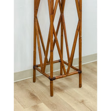 Load image into Gallery viewer, Coastal Boho Tall Bamboo Plant Stand Warm Finish Pedestal Display Regency
