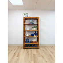 Load image into Gallery viewer, Vintage Coastal Hollywood Regency Tortoise Bamboo Shelf, Wicker Shelving
