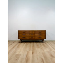 Load image into Gallery viewer, Vintage United MCM Nine Drawer Lowboy Dresser Collectible Mid Century Walnut
