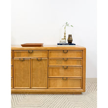 Load image into Gallery viewer, Broyhill Dresser with Burlwood Inlay 12-Drawer Vintage MCM Dresser Brass Handles
