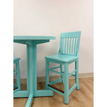 Load image into Gallery viewer, Vintage Bistro Set Turquoise Blue Counter Height Table Two Chairs Outdoor/Indoor
