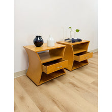 Load image into Gallery viewer, Unique Curved Hourglass Double Sided Nightstand Pair Vintage Accent
