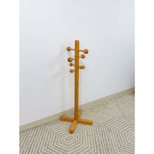 Load image into Gallery viewer, Vintage Atomic Coat Hat Rack Glossy Pine MCM Entryway Stand Mid Century Modern
