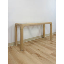 Load image into Gallery viewer, Vintage Console Table Lightwash Pencil Reed Glass Top Coastal Boho MCM Regency
